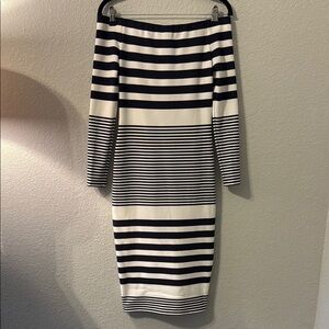 Eliza J Black and White Midi Pencil Skirt